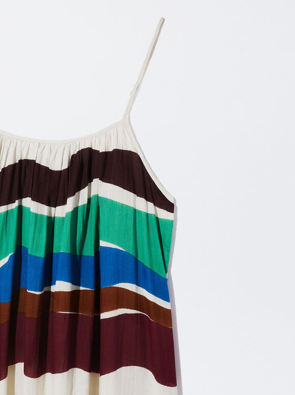 Vestido midi estampado - Multicolorido