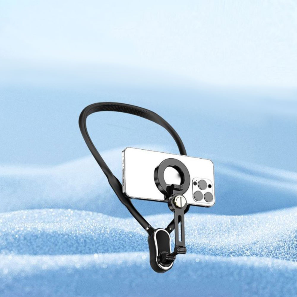 Magnetische MagSafe Verstellbare Hals / Nacken Halterung für Smartphones - Schwarz