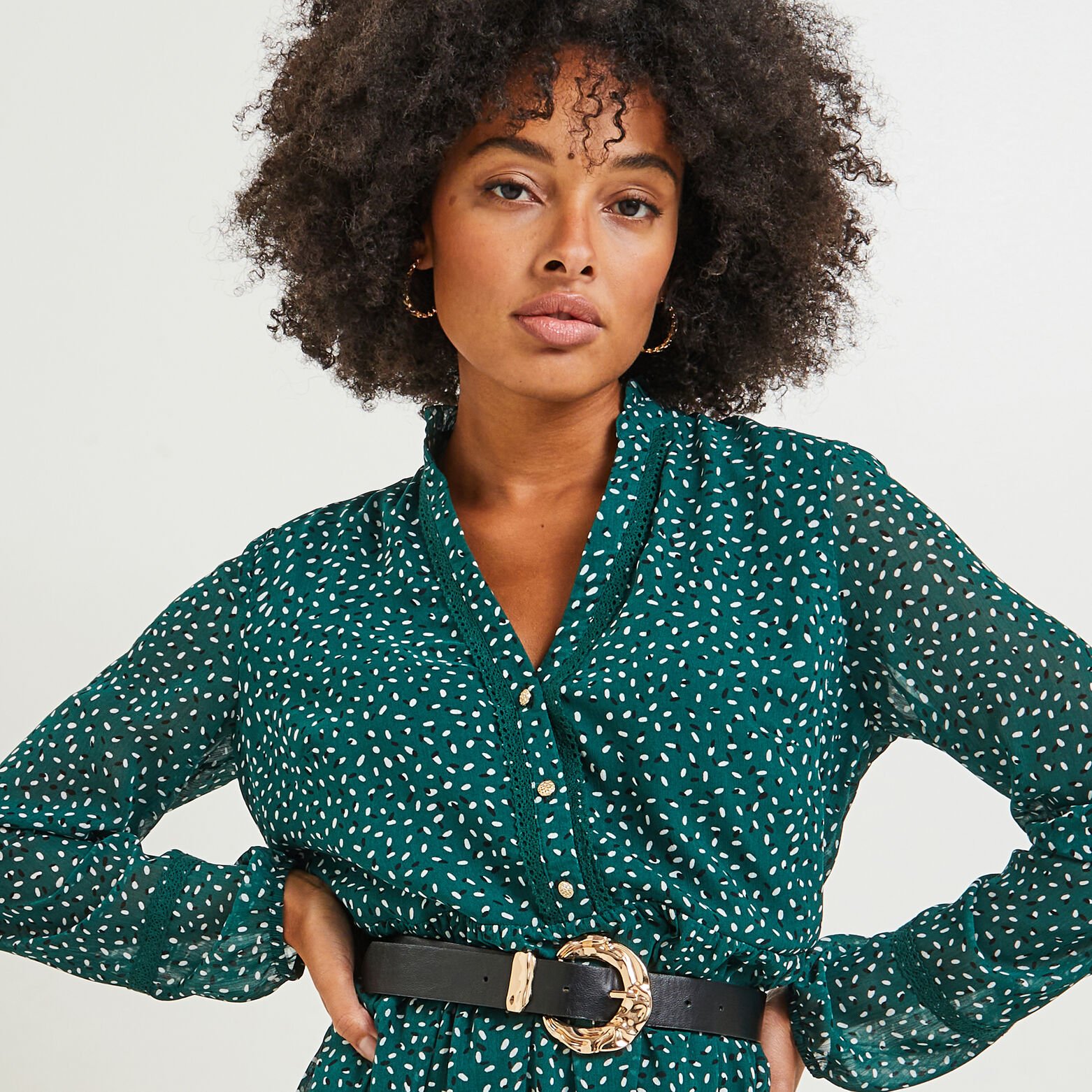 robe imprimée details macramé femme