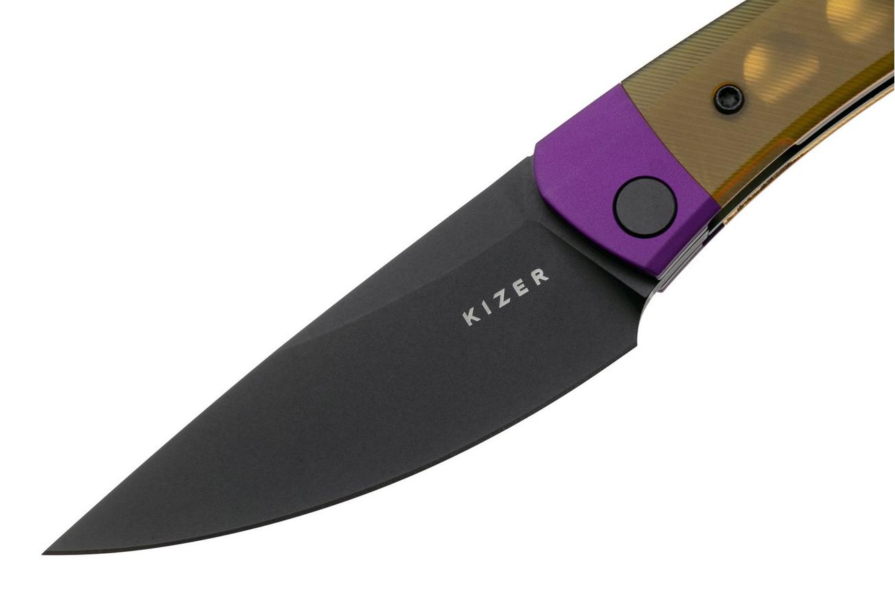Kizer Vanguard Mini Momo V3663A1 Black 154CM, Yellow Ultem, zakmes, Vladimir Legachev design