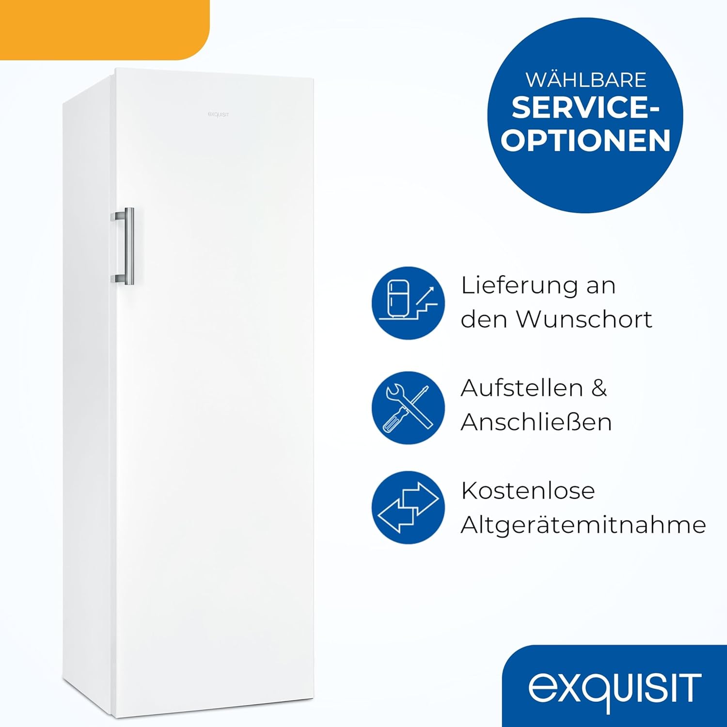 Exquisit Gefrierschrank NoFrost, Tiefkühlschrank groß, 194 Liter, Alarm-Funktion, 4-Sterne-Gefrieren, Schnellgefrieren, LED-Display, GS5271-NF-H-010D weiss