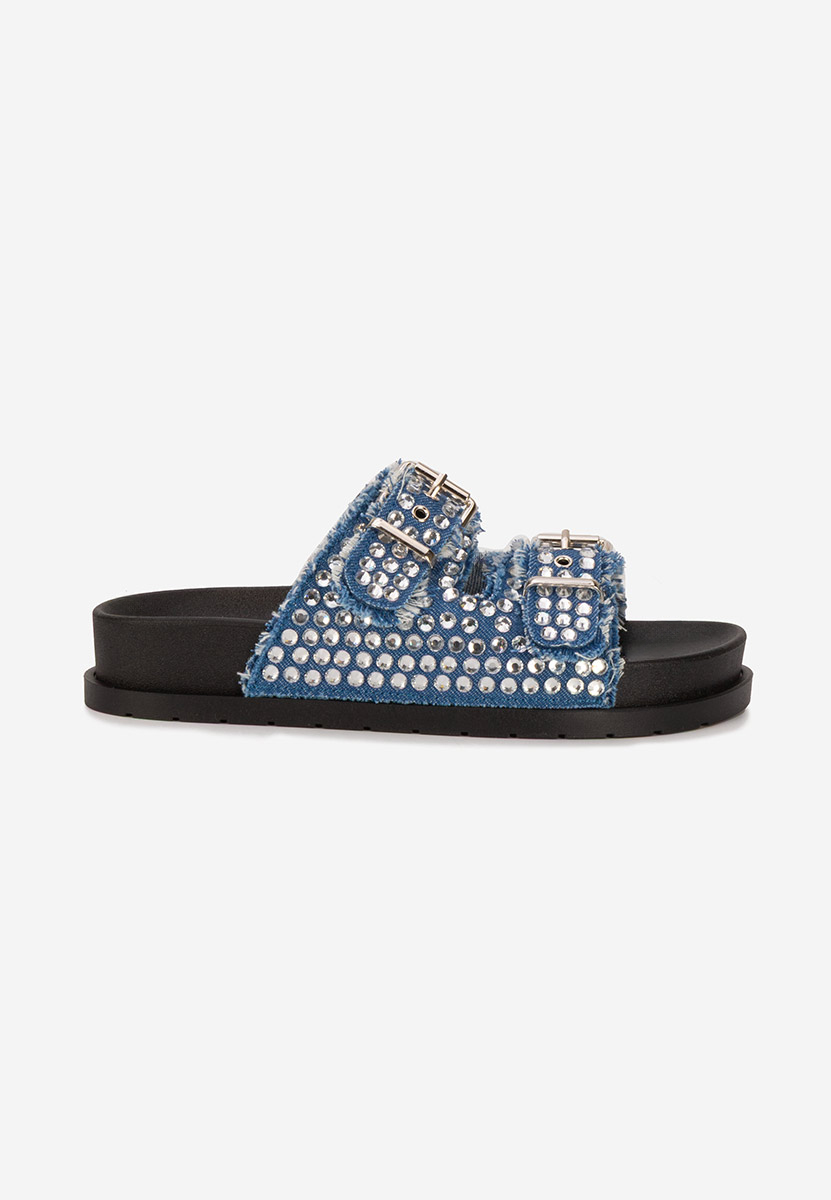 Pantoufles denim Cu talpa inalta Anamia V2