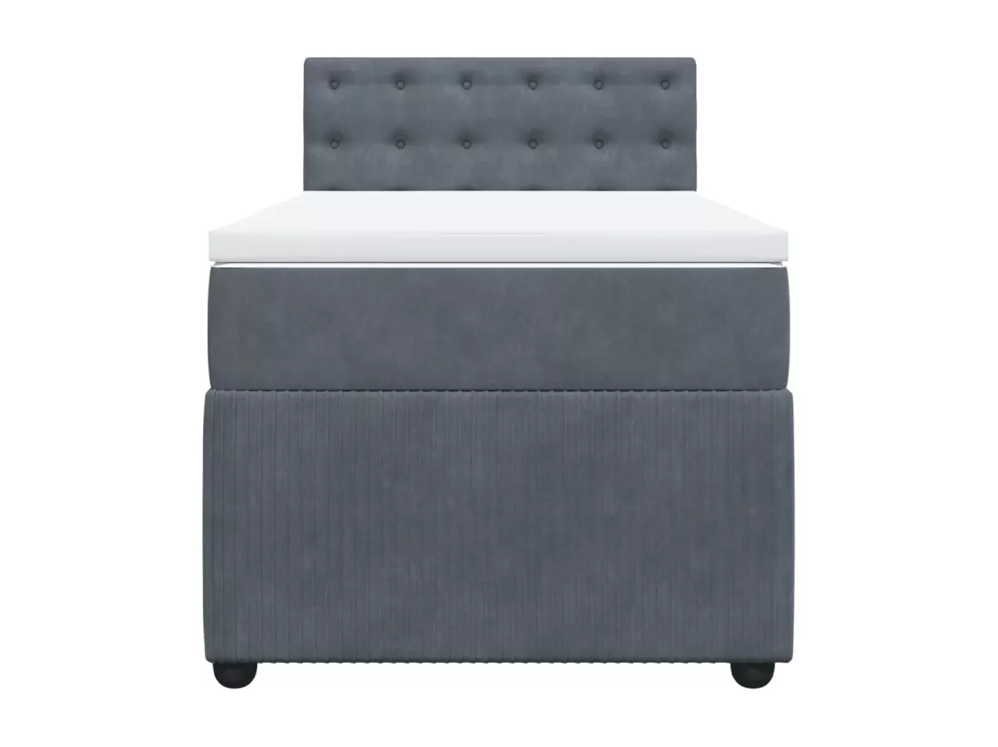 Sommier à lattes de lit et matelas Gris foncé 90x190 cm Velours