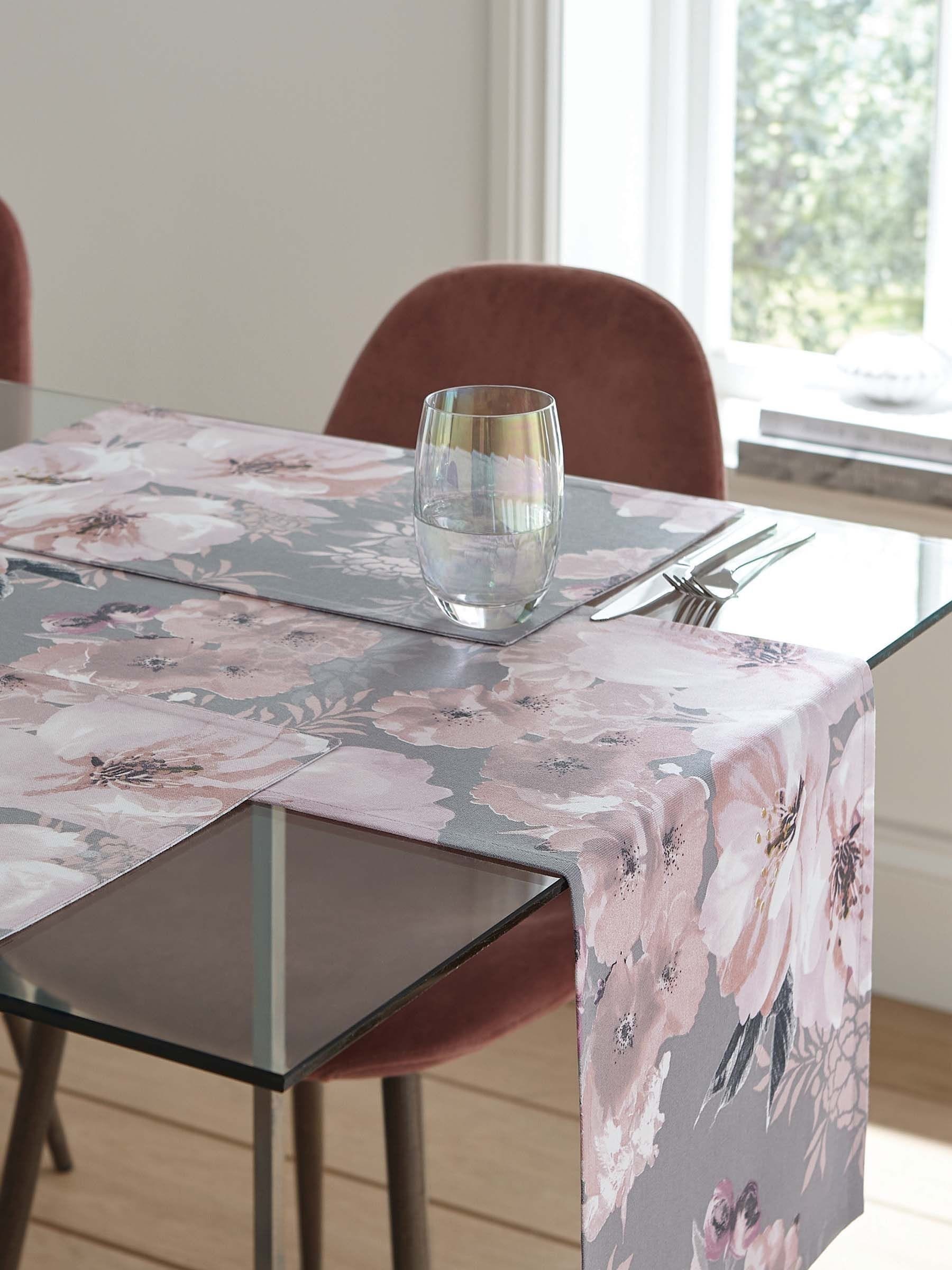 Catherine Lansfield Dramatic Floral 100% Cotton Table Runner