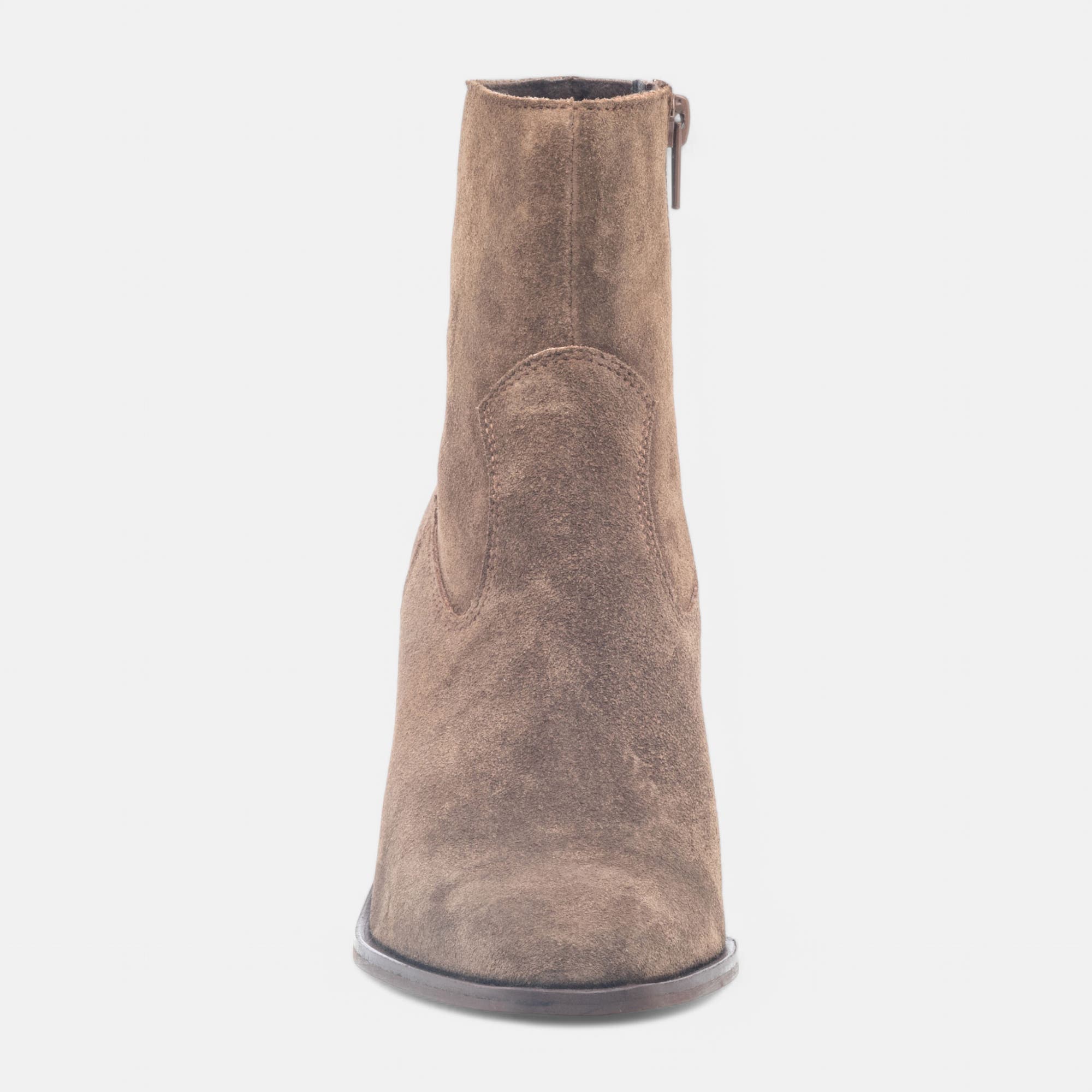 Bottines à talon Femme en cuir taupe