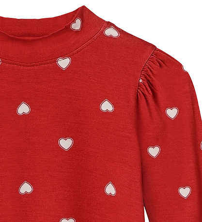 Fliink Bluse - Kelly - Puff - Pompeian Red/Beige Herz