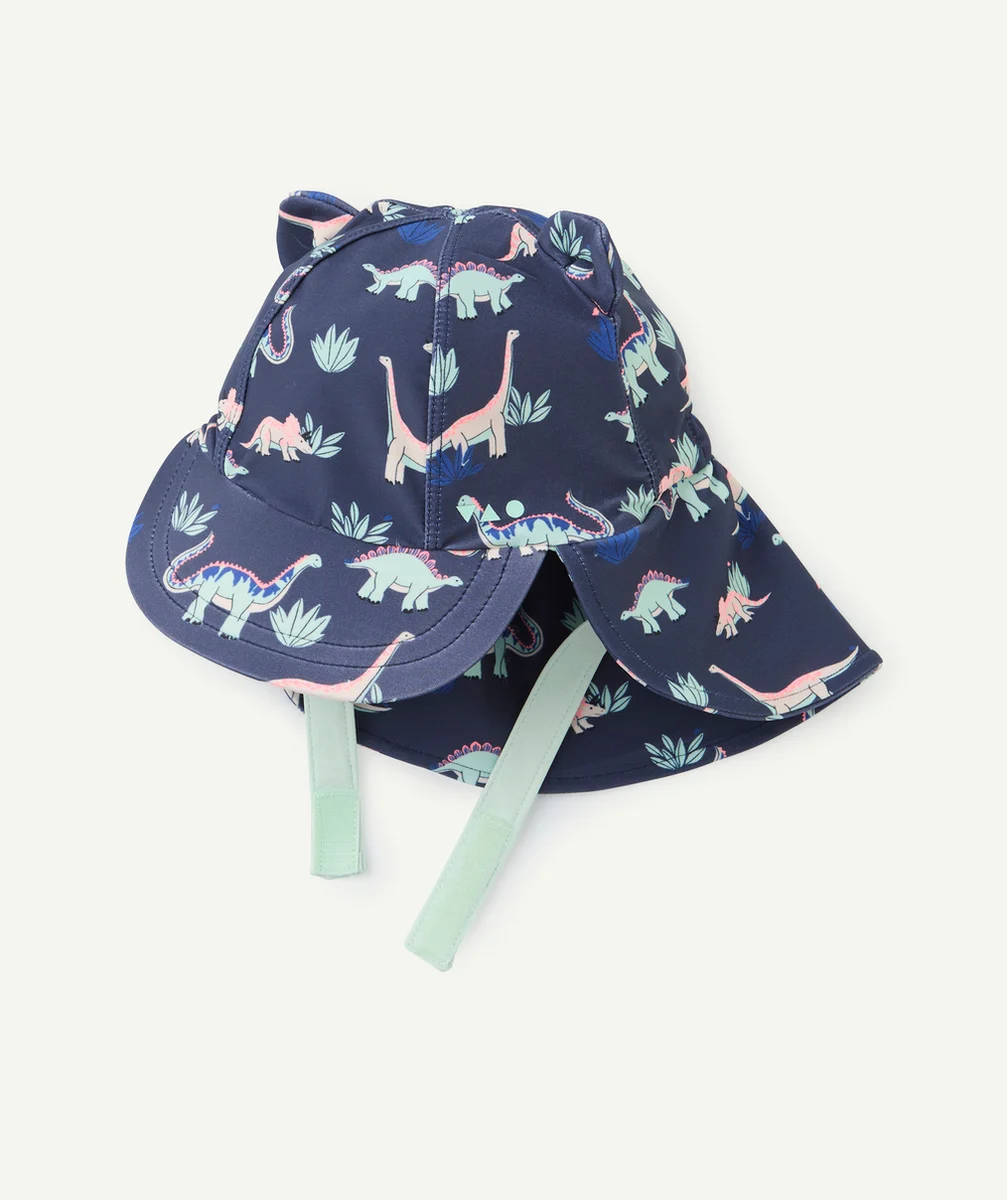 CHAPEAU ANTI-UV BÉBÉ GARÇON EN FIBRES RECYCLÉES IMPRIMÉ DINOSAURES