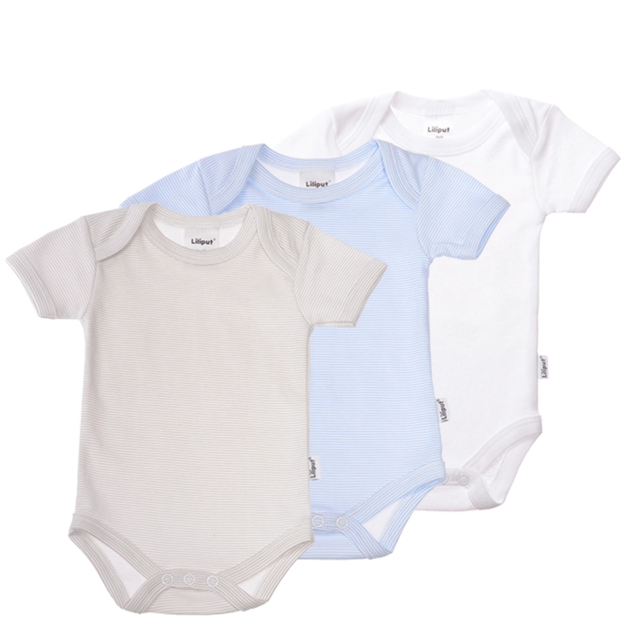 Liliput 3er-Pack Kurzarmbody weiß und grau