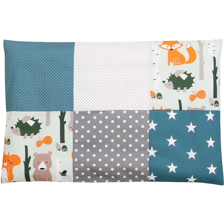 Ullenboom Patchwork Kissenbezug 40 x 60 cm Waldtiere Petrol