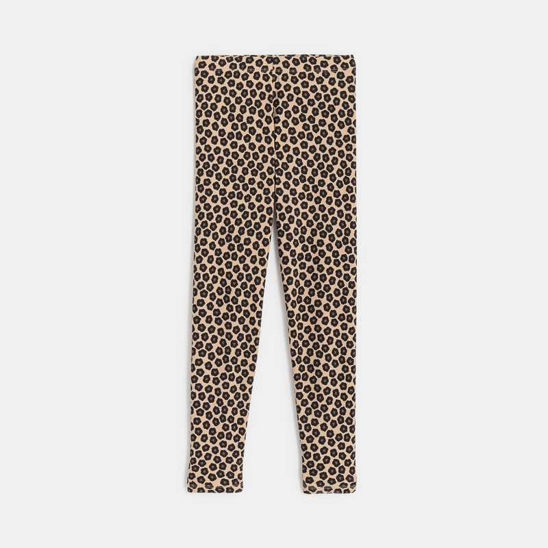 Legging côtelé imprimé léopard marron Fille