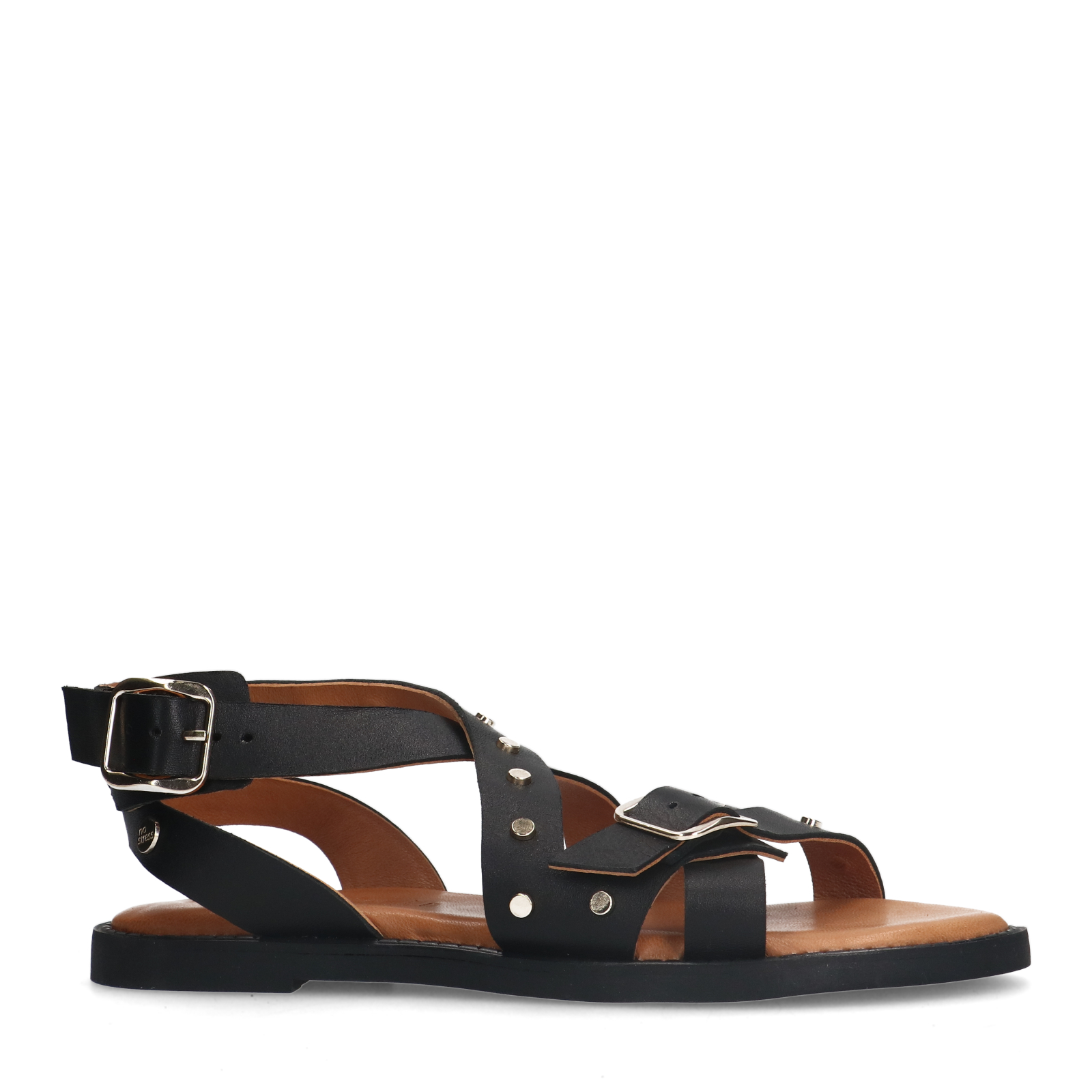 Zwarte leren sandalen met studs