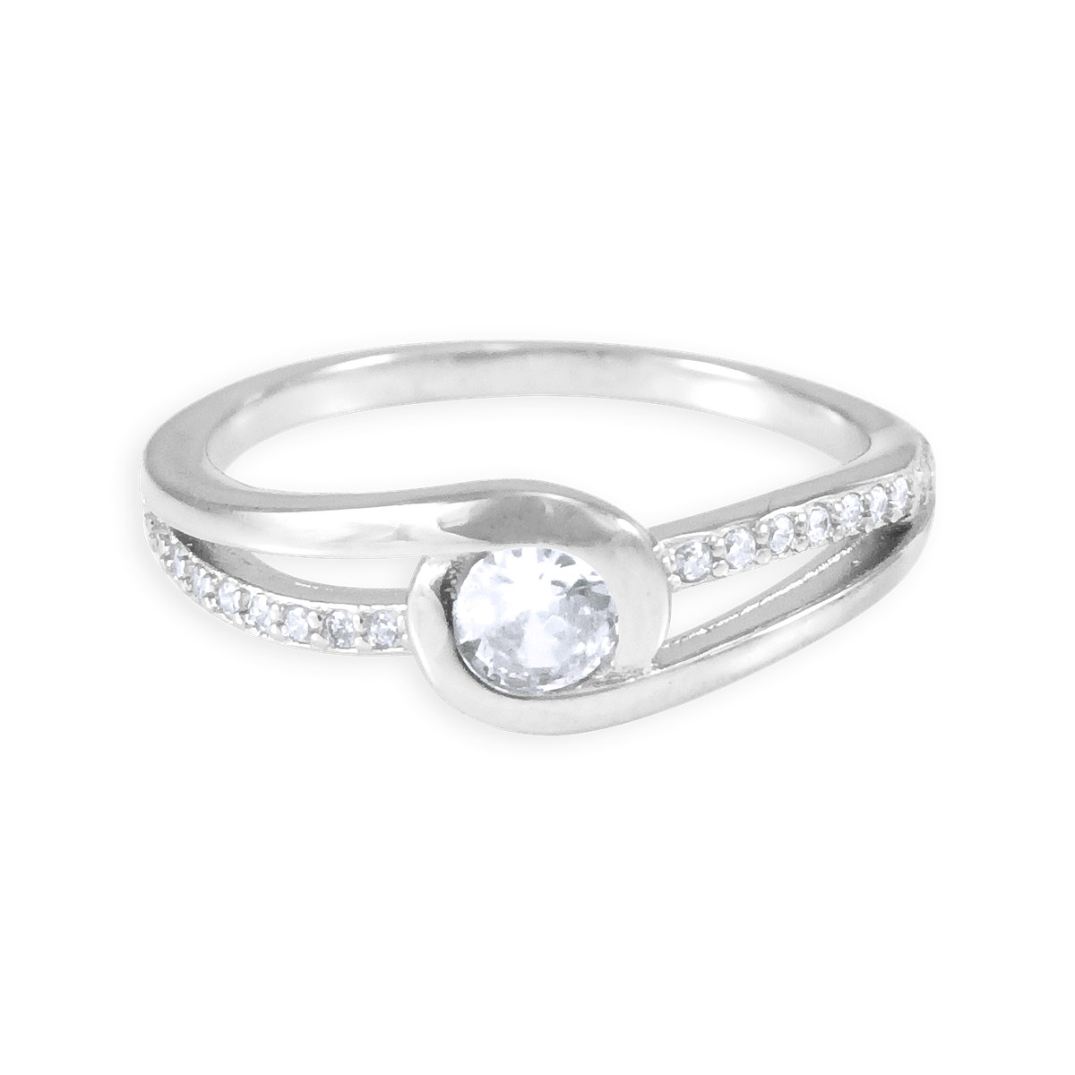 Bague en argent 925 rhodié avec oxydes de zirconium