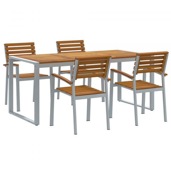 vidaXL Conjunto de Jantar de 5 Peças em Madeira Sólida de Acácia e Metal - 1822991202