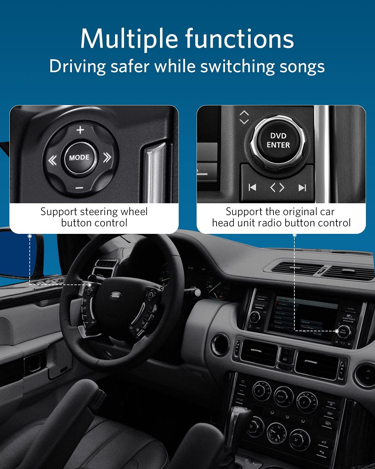 Airdual-Landrover Auto KFZ 30-Pin Bluetooth Musik Adapter Kompatibel mit Jaguar / Land Rover / Range Rover iPod-Schnittstelle - Silber