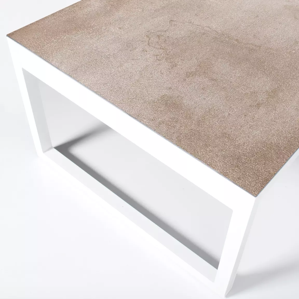 Table de jardin en aluminium et céramique 10 places (240 x 120 cm) Kore Blanc et beige