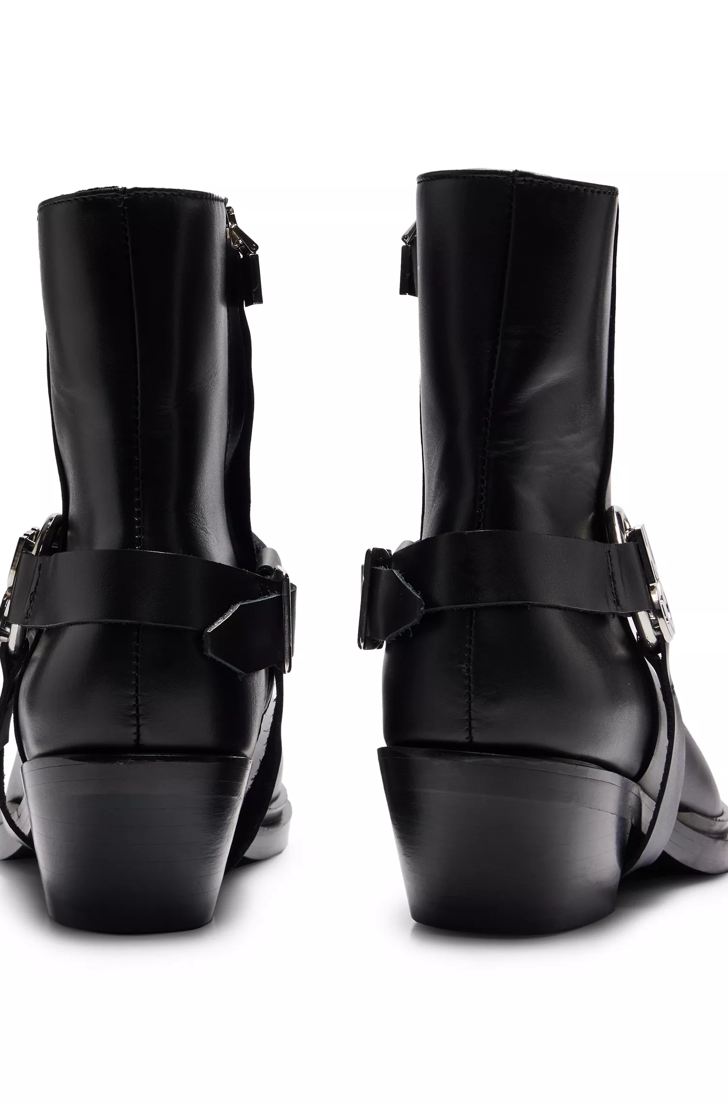 Botas HUGO vermelhas de cano curto em couro com detalhe metálico do logotipo empilhado