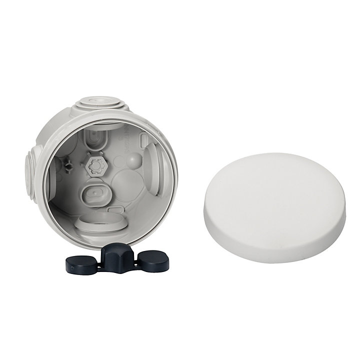 Boîte de dérivation ronde extérieure avec 4 passe-câbles et système de verrouillage 60 x 40 mm Schneider Electric Mureva Box gris