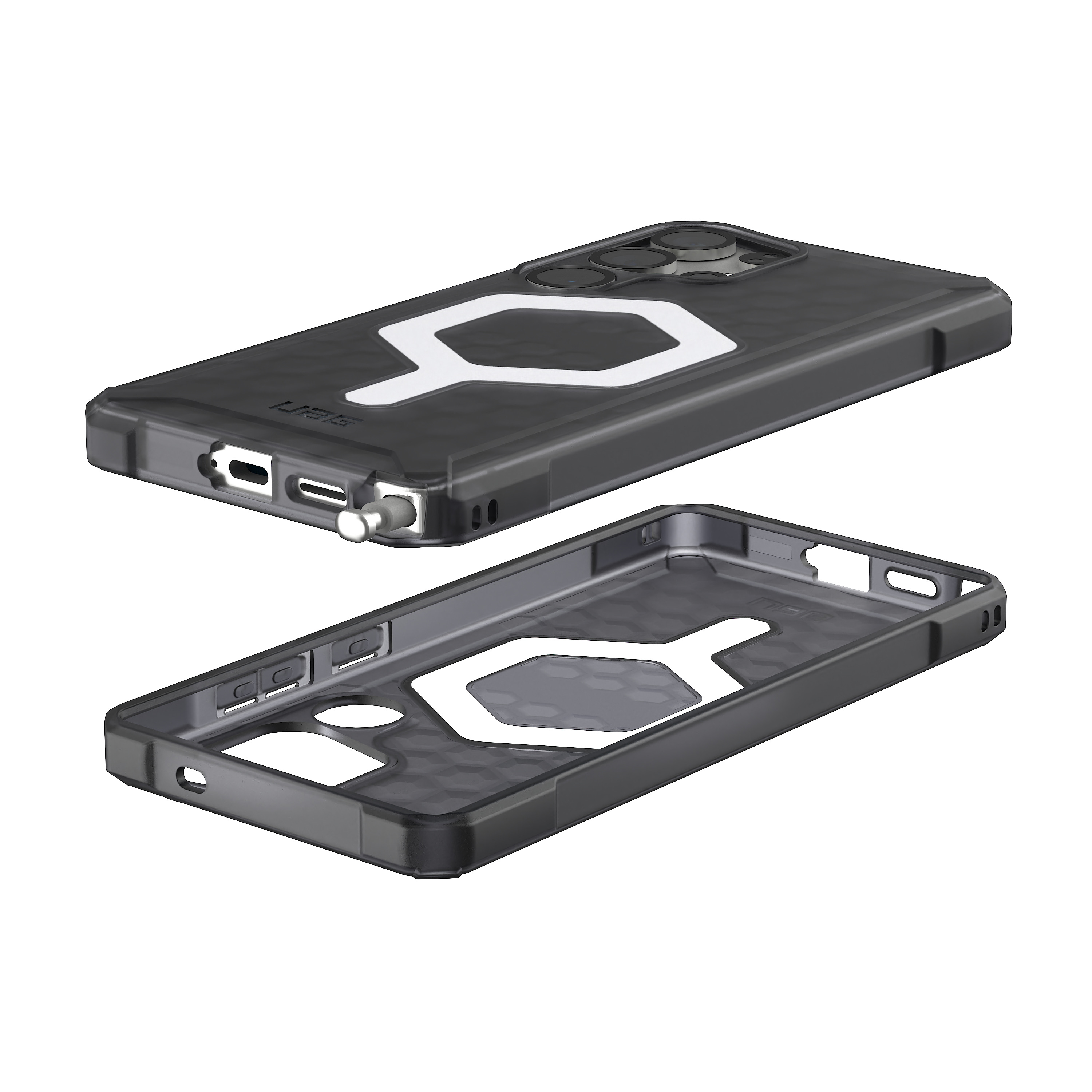 Samsung Galaxy S25 Ultra Schutzhülle Essential Armor MagSafe-Modul (214492113131) - Ash (Schwarz / Transparent)