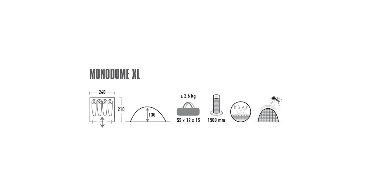 High PeakMonodome XL tent  (Lichtgrijs/zwart)