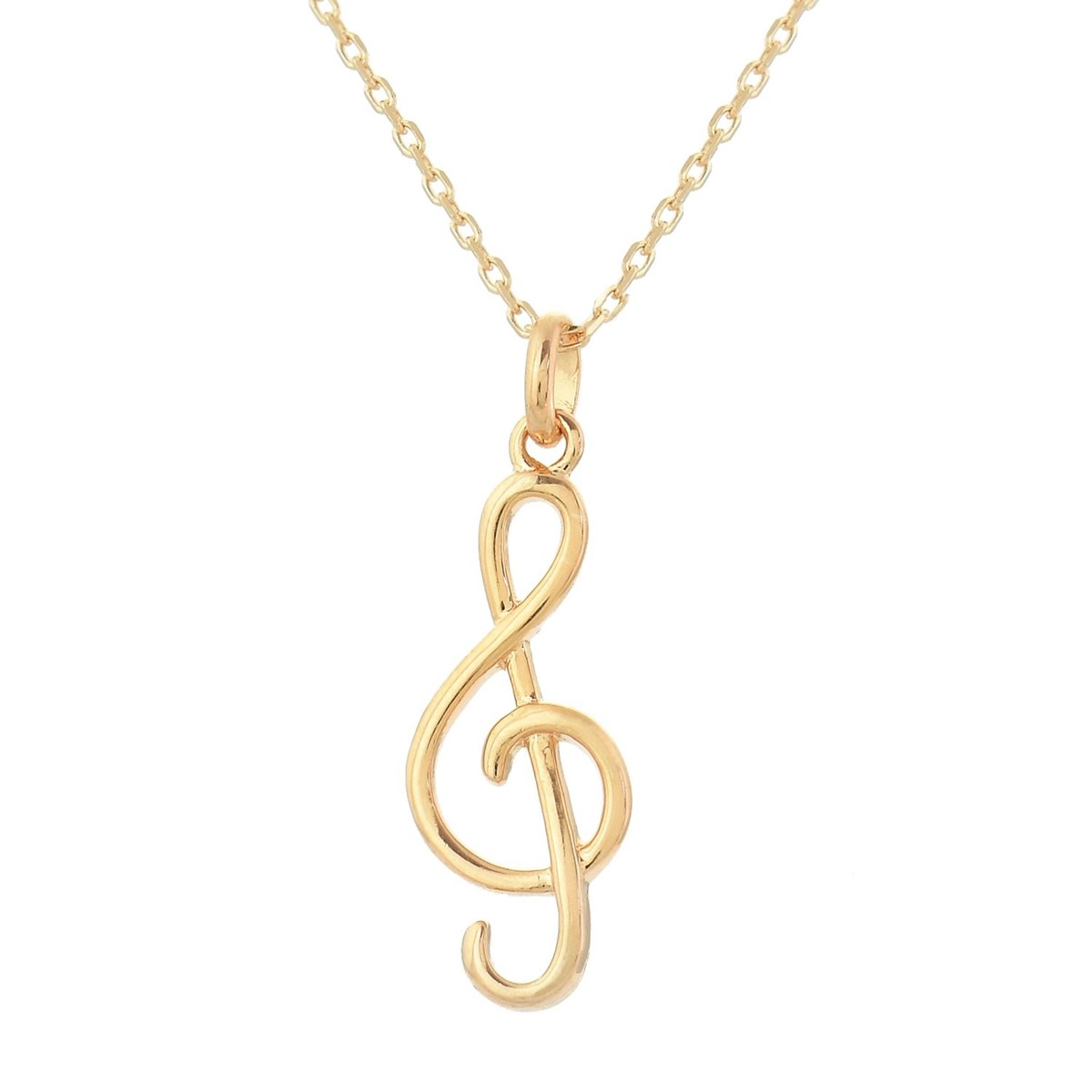 Collier clé de sol note de musique Plaqué OR 750 3 microns