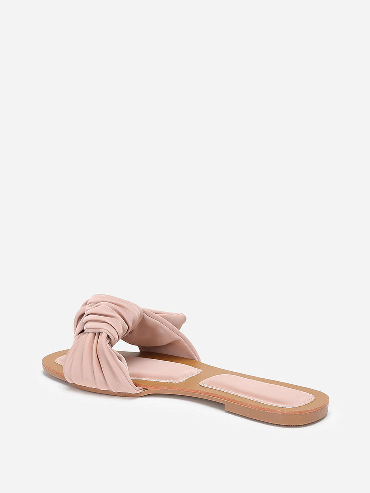 Mules à large bride matelassée et nouée- Rose
