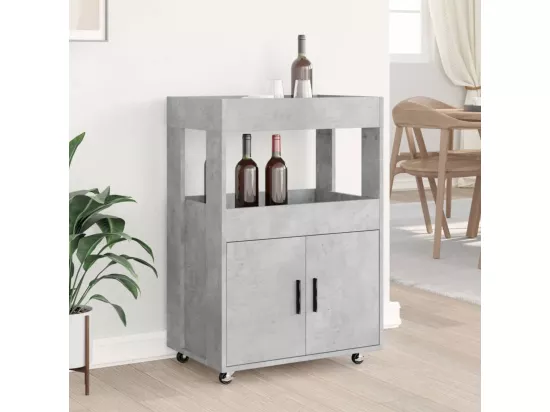 Chariot de bar gris béton 60x39,5x89 cm bois d'ingénierie