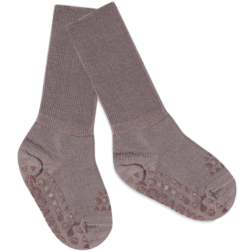 Køb Gobabygo Dark Purple Dove Non-Slip Strømper I Merino Uld