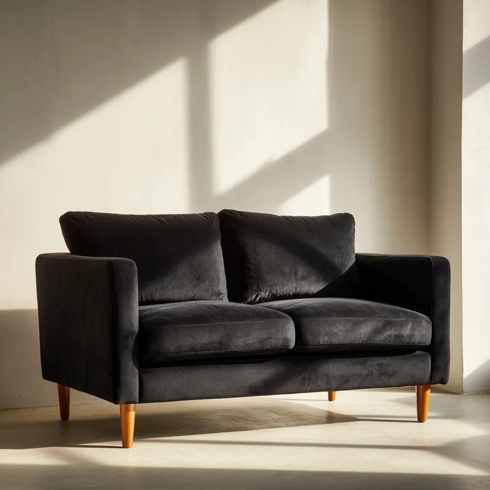 2-Sitzer-Sofa Samt 140x85x75 cm - Schwarz - Skandinavisches Design