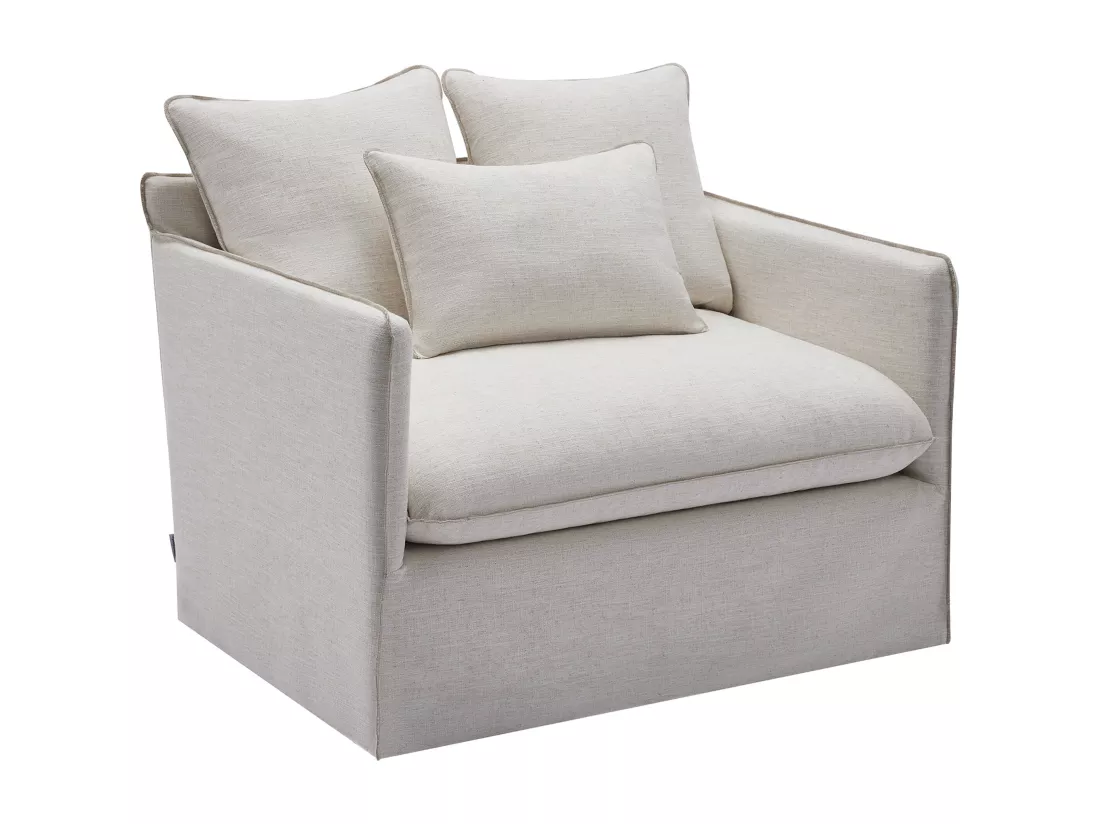 Fauteuil en lin et tissu chiné blanc MASLINO de Maison Céphy