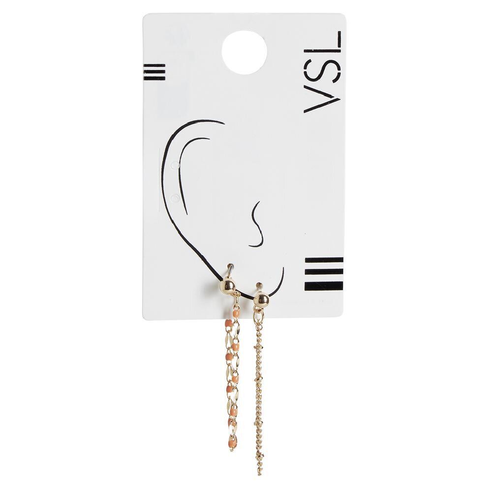 Lot de 2 bijoux d'oreilles chaîne avec clou métal doré