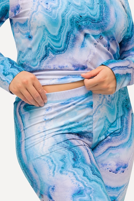 Ski-Funktionsleggings, Marmormuster, recycelt
