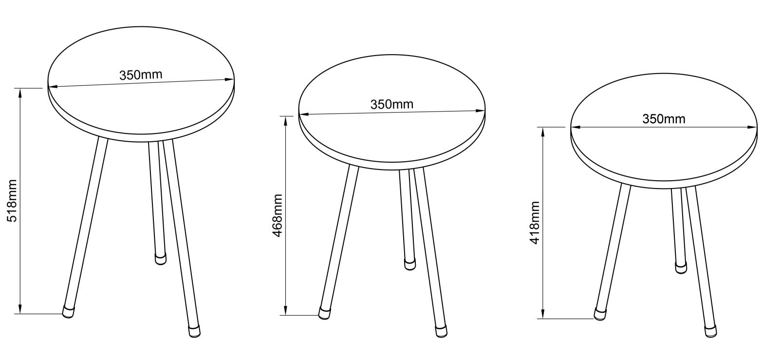 3-teiliges Set Beistelltisch MIROLA - weiß - Marmoroptik