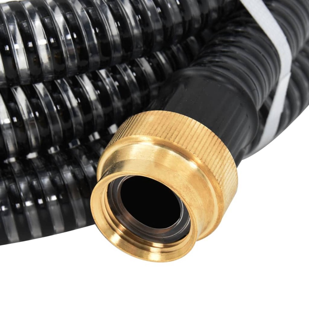 Tuyau d'aspiration avec raccords en laiton noir 1,1