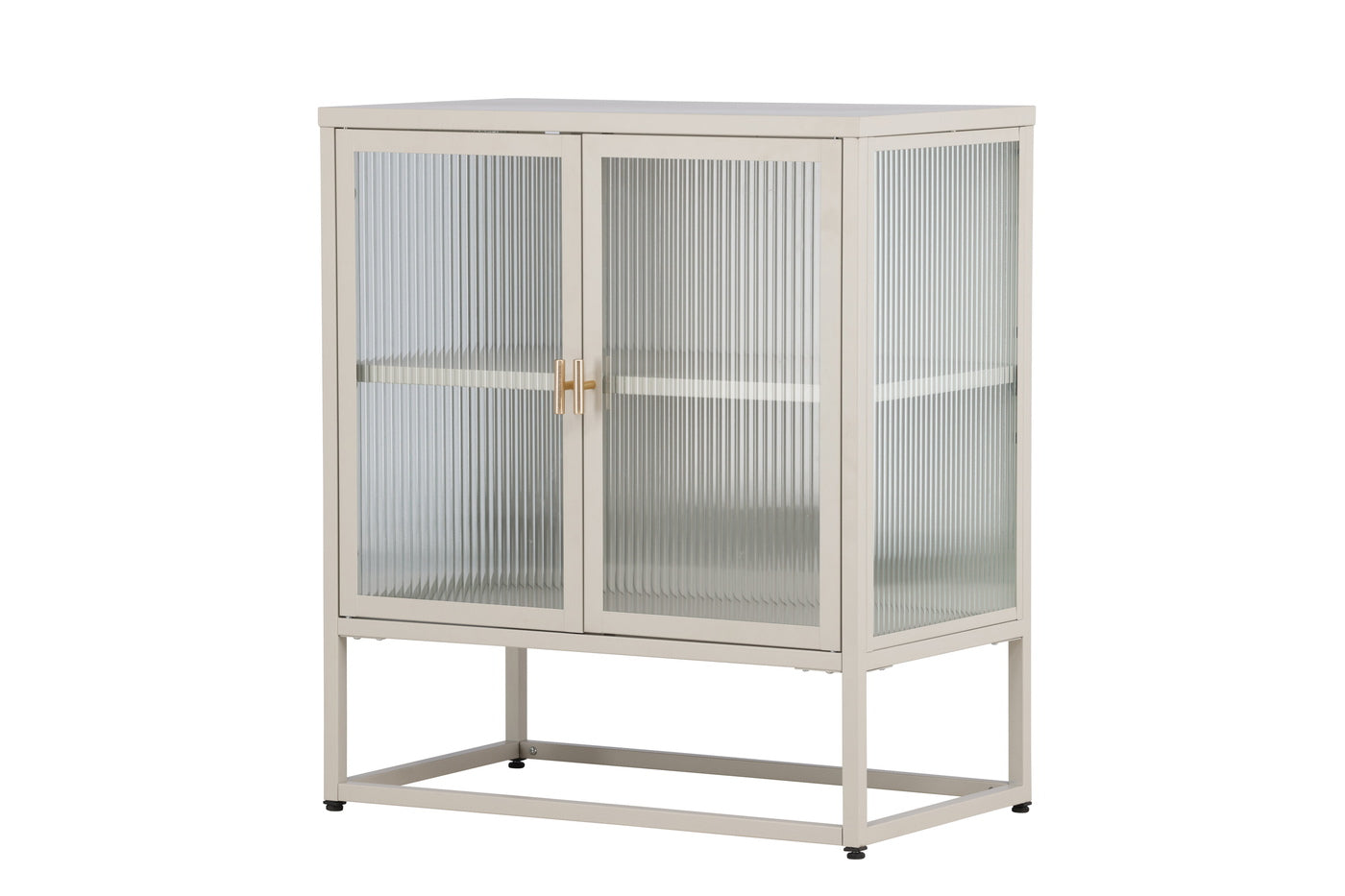FjÃ´rd - Dressoir Beige Metaal|Glas - 70x40x80cm - Garis