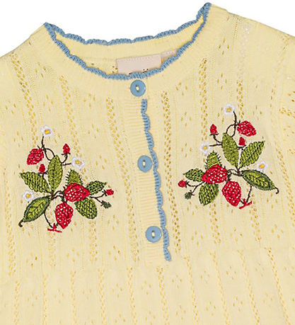 Flöss Kleid - Strick - Dream - Soft Yellow m. Lochmuster