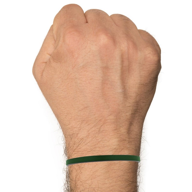 Bracelet Homme Cuir Simple Fermoir Acier Inoxydable - 19cm - Vert Foncé