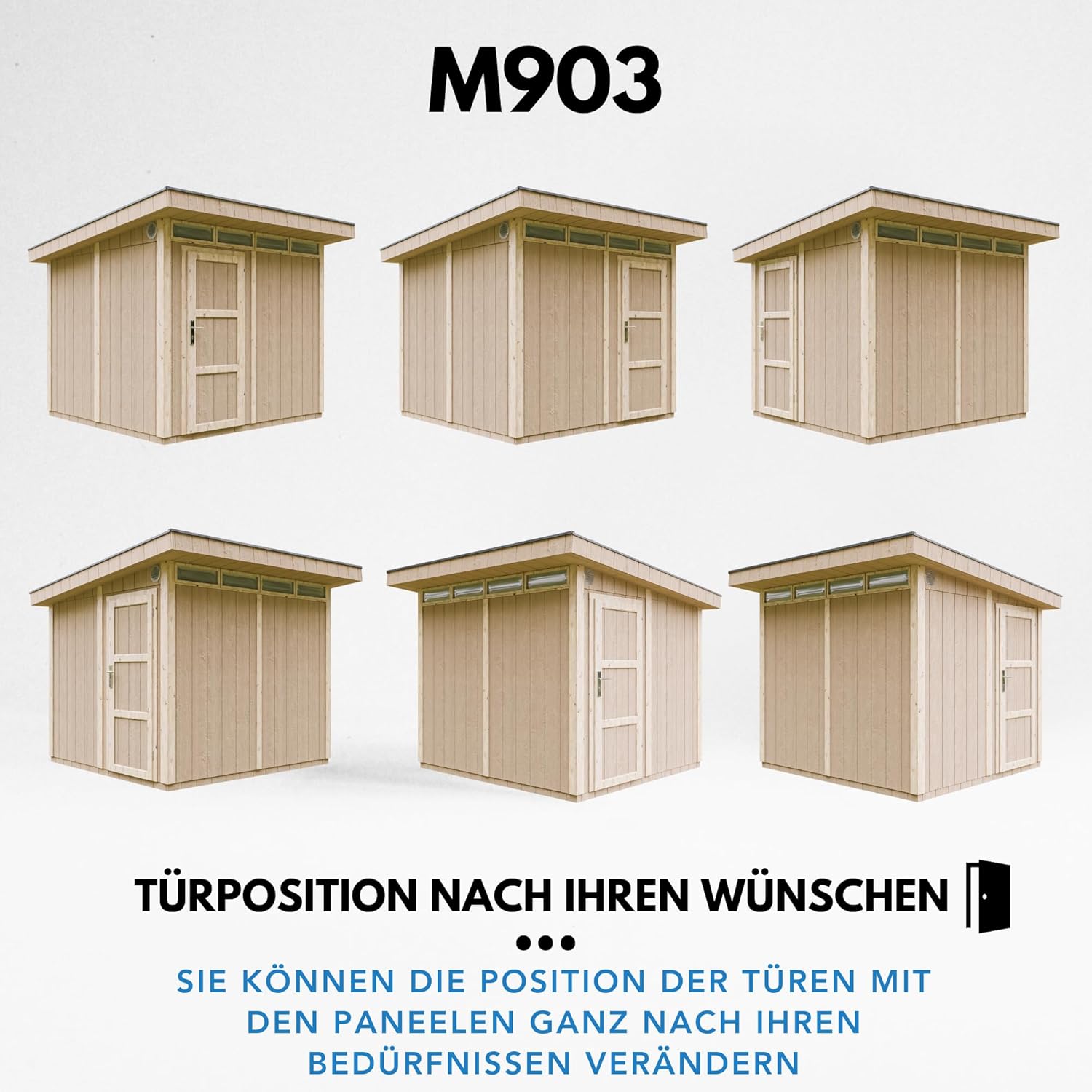 Gartenhaus Premium Qualität 5,9m² - L279xW293cm- All-Inclusive-Set mit Boden, Bitumen-Dachziegeln, Farbset- Hochwertiger Geräteschuppen aus Holzwerkstoffplatten LP Smartside - M903 Tundra Grey