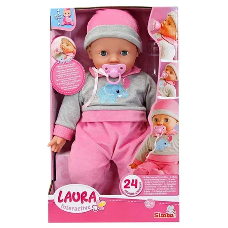 Simba Interactiv Puppe Laura brabbelt, trinkt und schläft