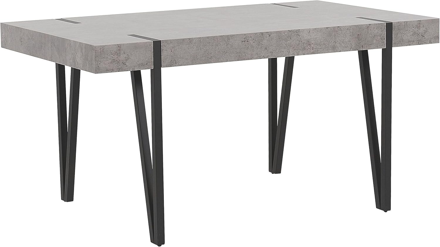 Beliani Robuster Esstisch mit industriellem Design in Betonoptik/Schwarz 150x90 cm Adena
