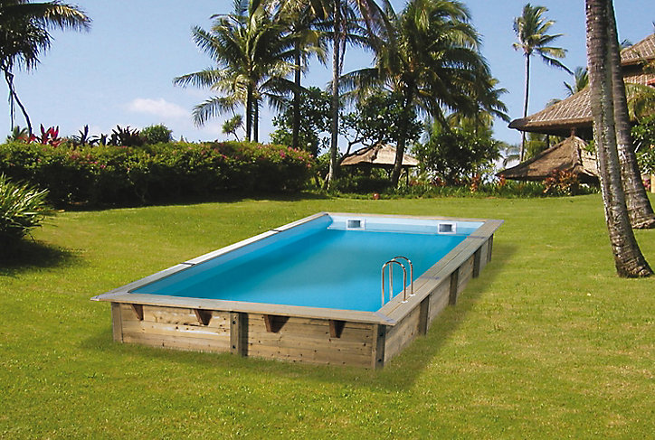 Piscine bois rectangulaire Ubbink Ibiza LDD 3,5 x 6,5 x h.1,40 m + bâche incluse