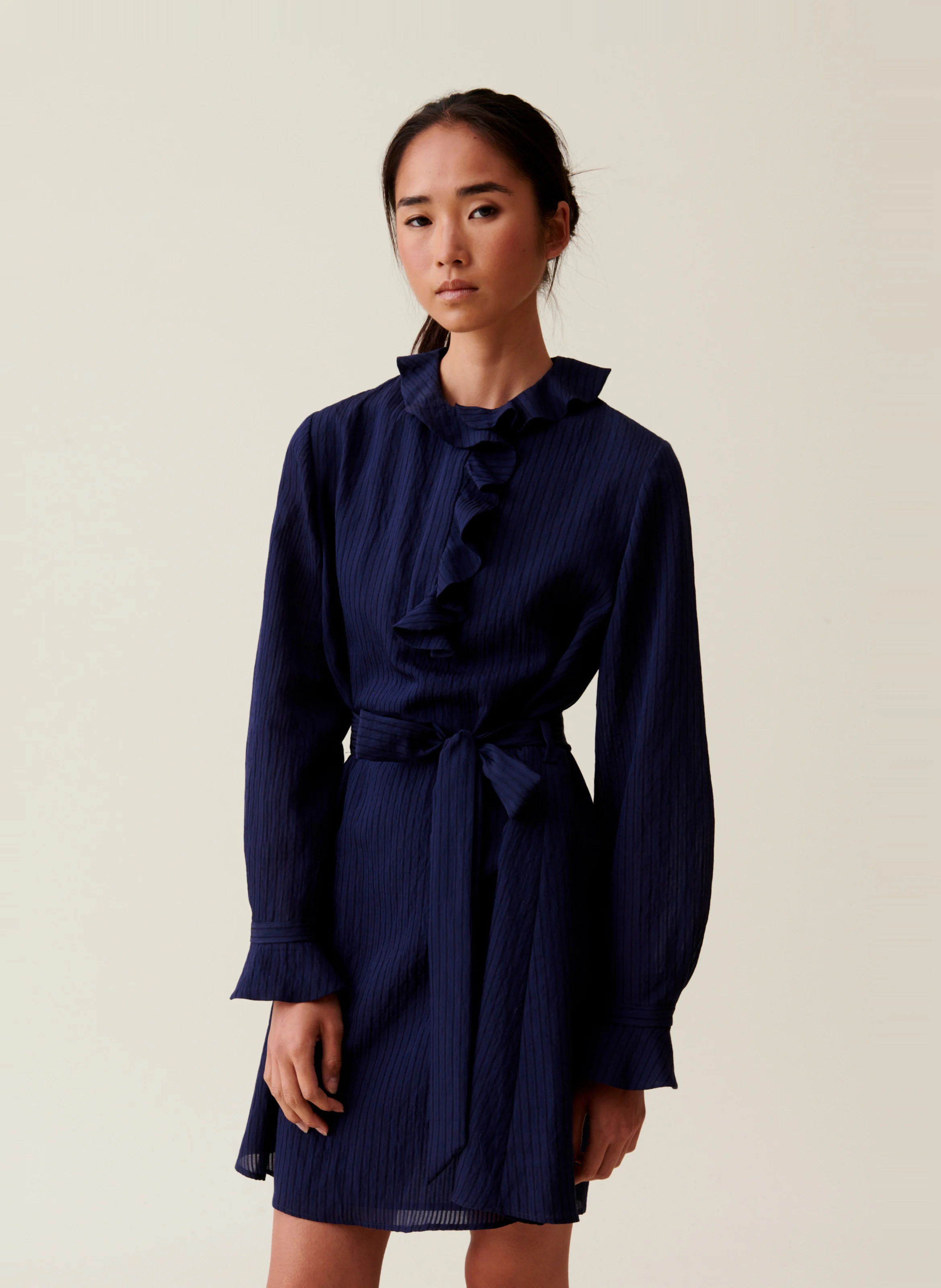 Robe courte à rayures | Bleu