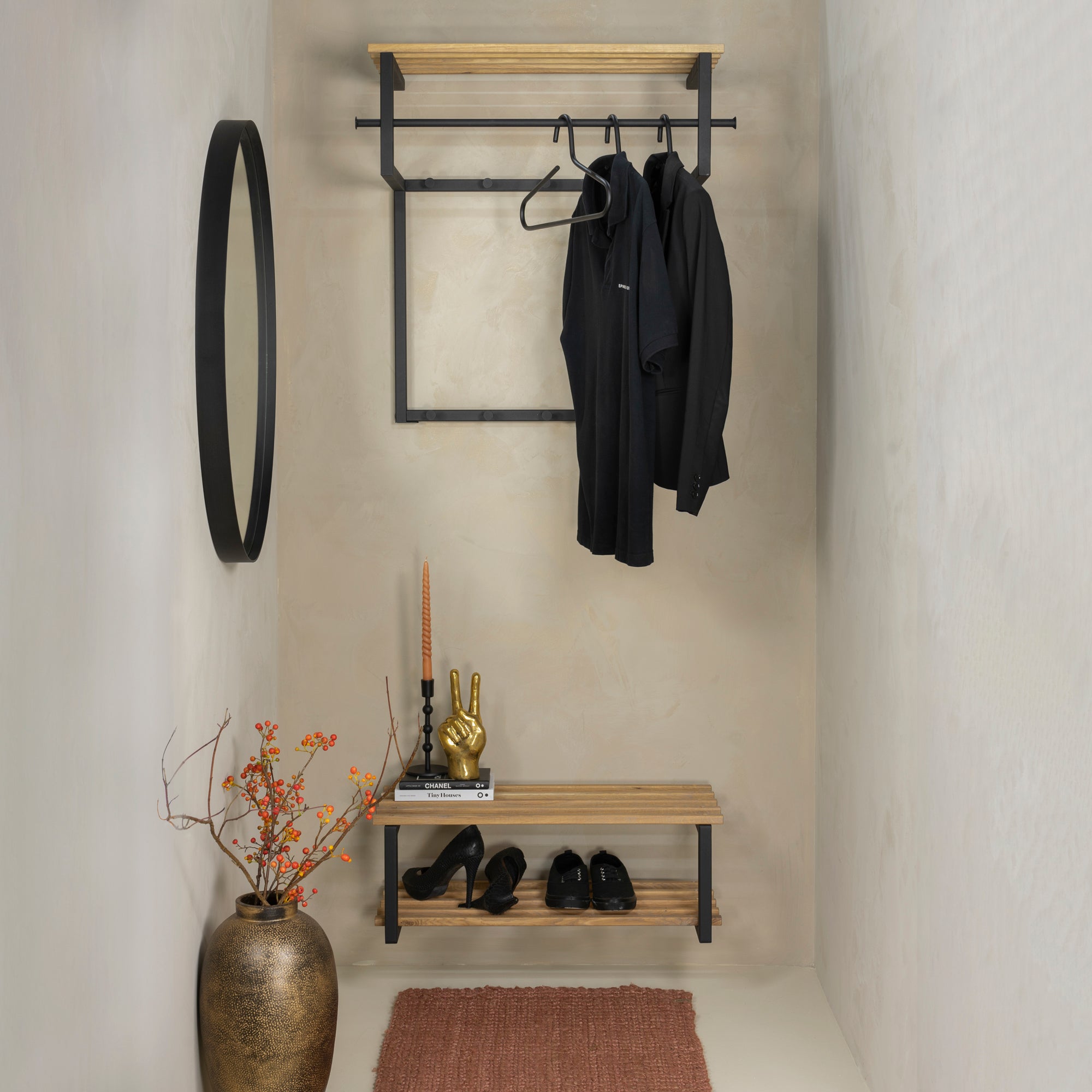 Spinder Design Rizzoli Wandkapstok - Zwart / Eiken