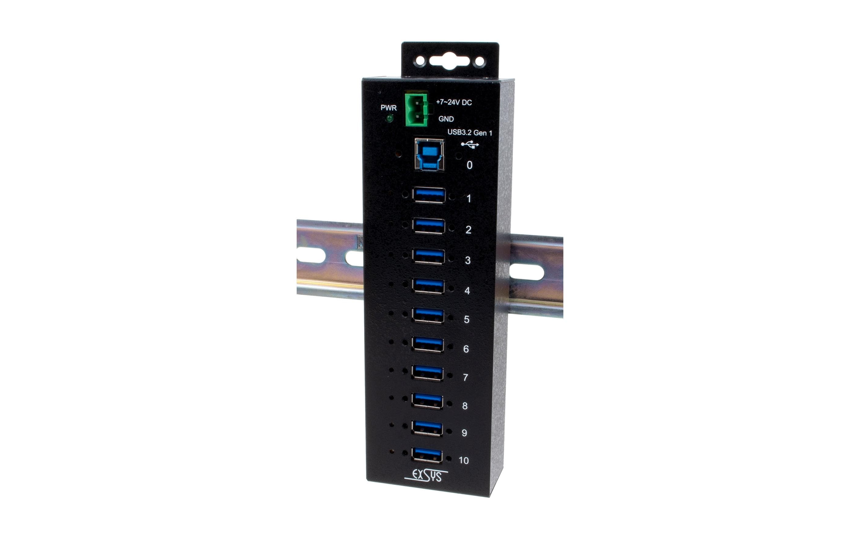 USB-Hub EX-1510HMVS<br>DIN-Rail-fähiger 10-Port-USB-3.0-Hub für Industrieanwendungen