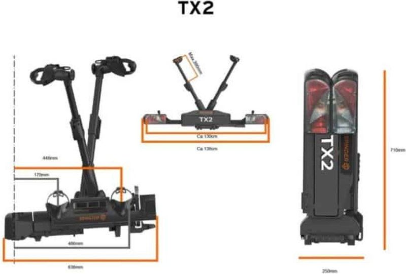 Spinder - TX2 - Fietsendrager - Geschikt voor 2 Fietsen - Tot 60kg