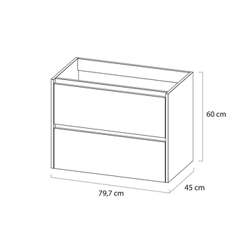 Tiger Reverse Meubelset 80 cm met 2 lades Chalet eik / Mat zwart inclusief Quadro wastafel mat zwart