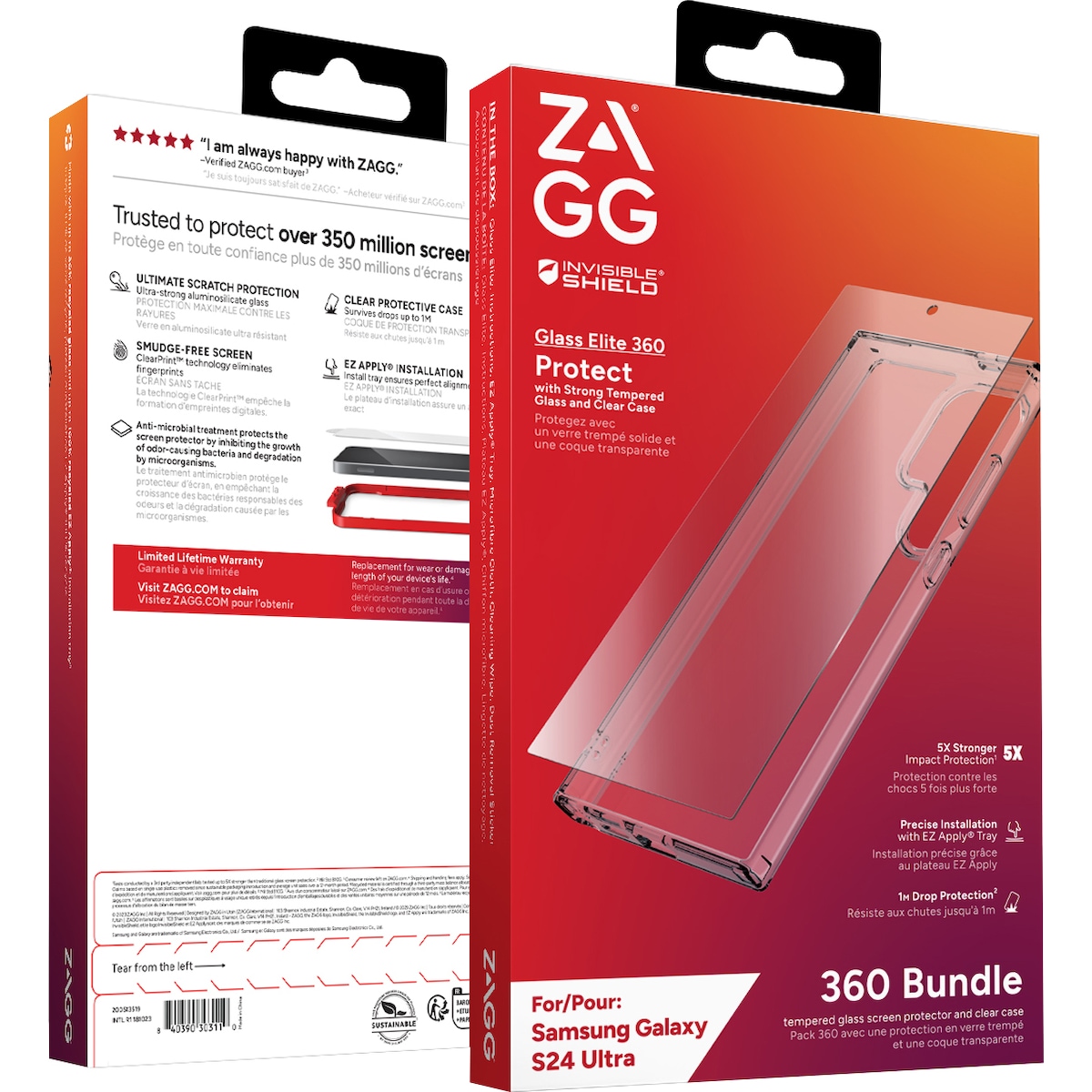 Zagg Samsung Galaxy S24 Ultra Glass Elite 360 deksel og skjermbeskytter