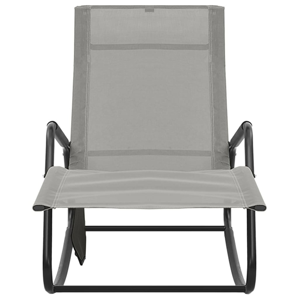 Transat chaise longue bain de soleil lit de jardin terrasse meuble d'extérieur acier et textilène gris