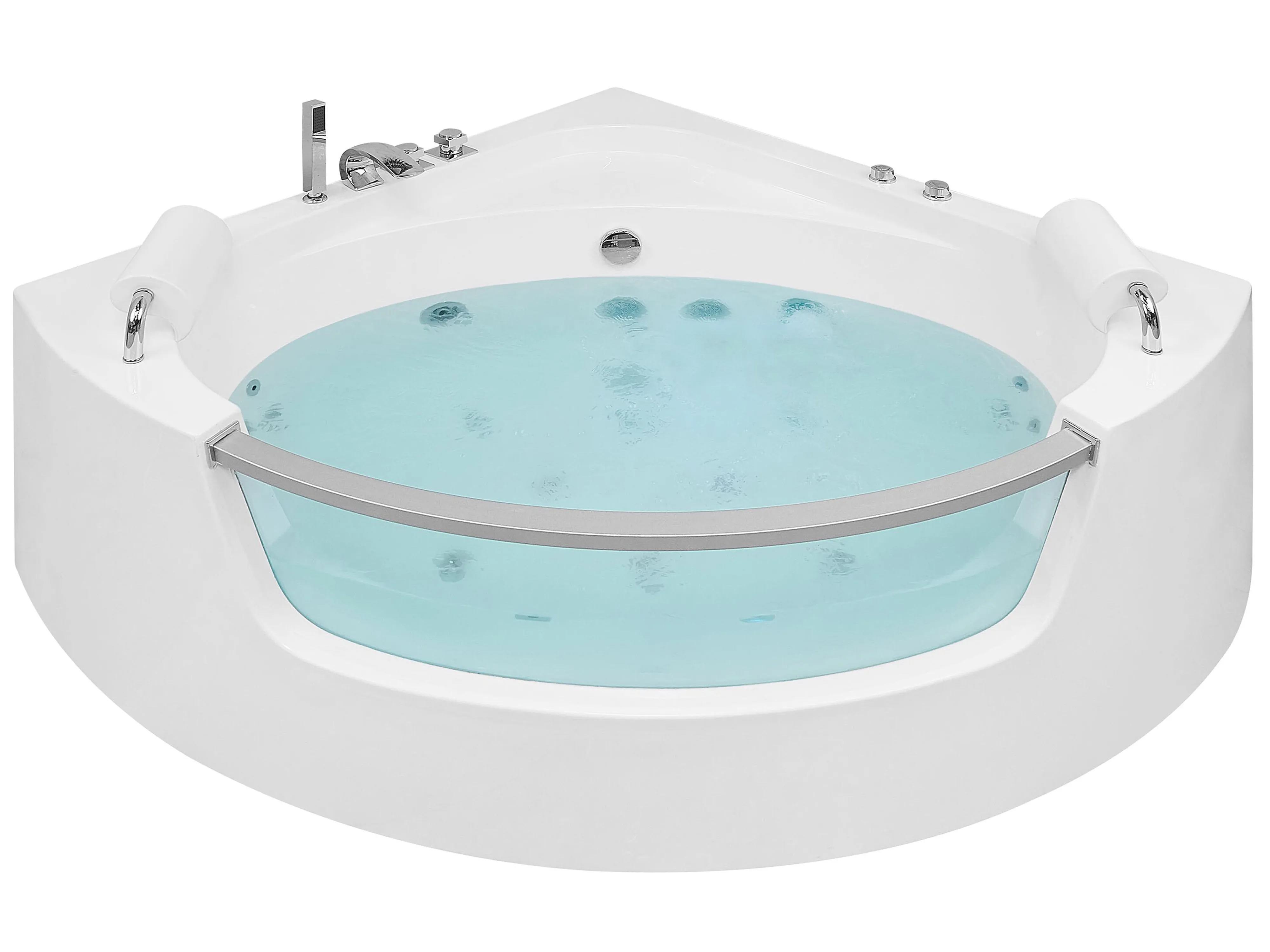 Hoek bubbelbad met LED MANGLE 201 x 150 cm Wit