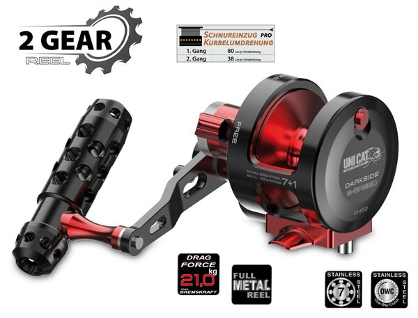 Moulinet Silure Uni Cat Darkside 2-Speed LH-6002 – Manivelle à Gauche