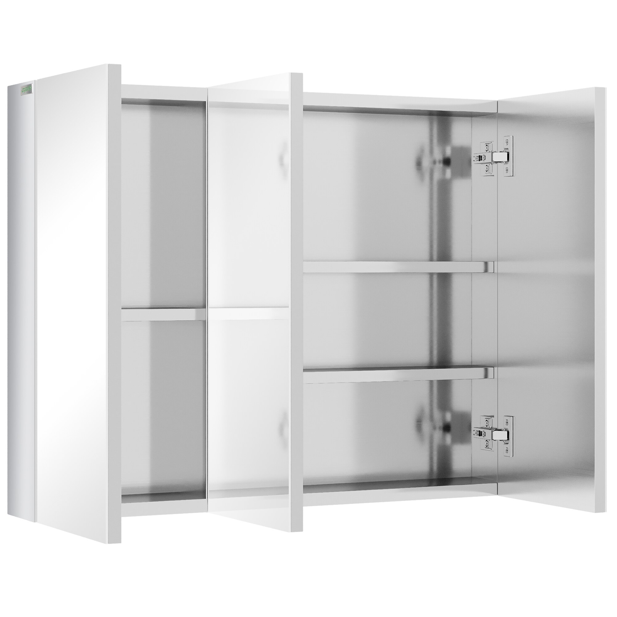 kleankin Spiegelschrank mit drei Türen silber 70L x 12B x 55H cm